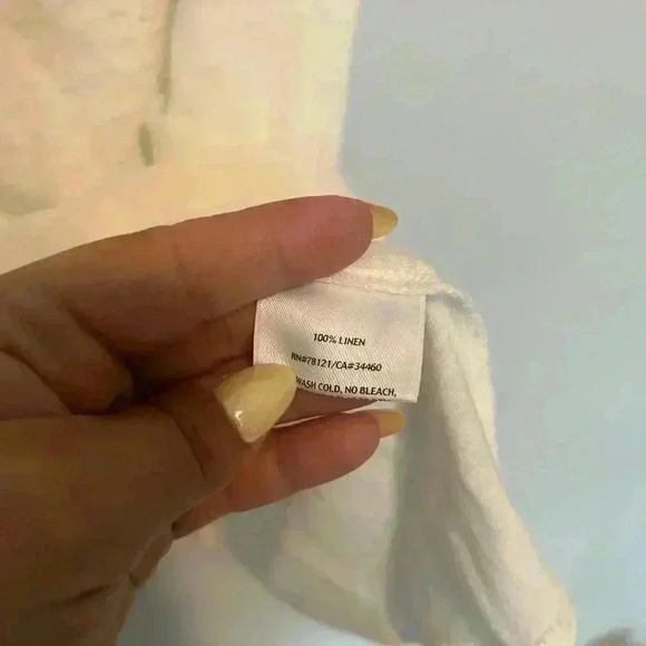 Eileen Fisher  Size L White  100% Linen Sequin  Boho Tunic - Picture 3 of 5